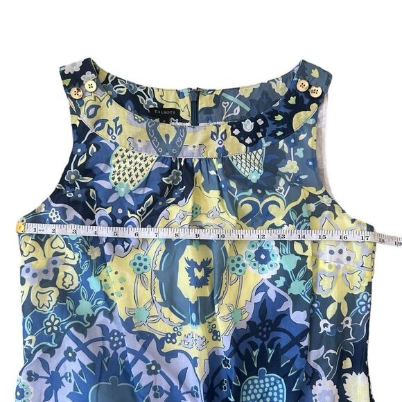 Talbots Retro Style 100% Cotton Abstract Floral Print Shift Dress Size 6 - Picture 5 of 10